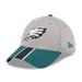 Men's New Era Heather Gray/Midnight Green Philadelphia Eagles Striped 39THIRTY Flex Hat