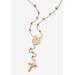 Women's Rosary Style Necklace In Gold-Plated Sterling Silver by PalmBeach Jewelry in Gold