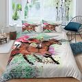 Double Duvet Set Race Sport Horse Quilt Cover 3 pieces Set Soft Microfiber Bedding 3D Print Duvet Covers 200x200 cm and 2 Pillowcases 50x75 cm with Zipper