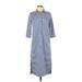 Vineyard Vines Casual Dress - Shirtdress High Neck 3/4 sleeves: Blue Print Dresses - Women's Size X-Small