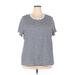 Crown & Ivy Short Sleeve T-Shirt: Blue Stripes Tops - Women's Size 4X