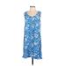 Draper James Casual Dress - Mini Scoop Neck Sleeveless: Blue Print Dresses - Women's Size Small
