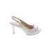 Nine West Heels: Slingback Stilleto Cocktail Party White Print Shoes - Women's Size 6 - Peep Toe