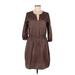 Lands' End Casual Dress V Neck 3/4 sleeves: Brown Dresses - Women's Size 8