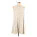 Tommy Hilfiger Casual Dress - Mini High Neck Sleeveless: Ivory Dresses - Women's Size 12