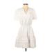 dRA Los Angeles Casual Dress - Mini V Neck Short sleeves: White Print Dresses - Women's Size Small