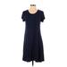 Mix by 41 Hawthorn Casual Dress - A-Line Scoop Neck Short sleeves: Blue Solid Dresses - Women's Size Small