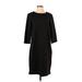 Live A Little Casual Dress - Shift Crew Neck 3/4 sleeves: Black Print Dresses - Women's Size Small