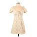 Polly Casual Dress - A-Line: Tan Floral Dresses - Women's Size 4