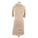 Karen Millen Casual Dress - Sweater Dress Turtleneck 3/4 sleeves: Tan Print Dresses - Women's Size Large