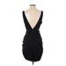 Zara Cocktail Dress - Party V Neck Sleeveless: Black Print Dresses - Women's Size Small