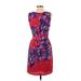 Yoana Baraschi Casual Dress - Sheath Crew Neck Sleeveless: Purple Floral Dresses - Women's Size 4