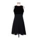 Tahari Cocktail Dress - A-Line Crew Neck Sleeveless: Black Solid Dresses - Women's Size 6