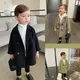 Manteau Long à Carreaux pour Garçon Veste de Style Décontracté Vêtements pour Enfants Printemps