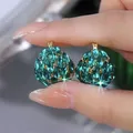 Boucles d'oreilles panier de fleurs en cristal émeraude pour femmes tempérament accessoires de