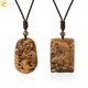 CSJA Natural Stone Yellow Tiger Eye Necklaces for Men Carving Fox Dragon Buddha Necklace Pendant