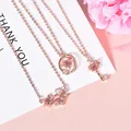 Pink Planet Meteor Shower Key Pendant Necklace Tiny Rose Gold Color Clavicle Chain Collar for Women