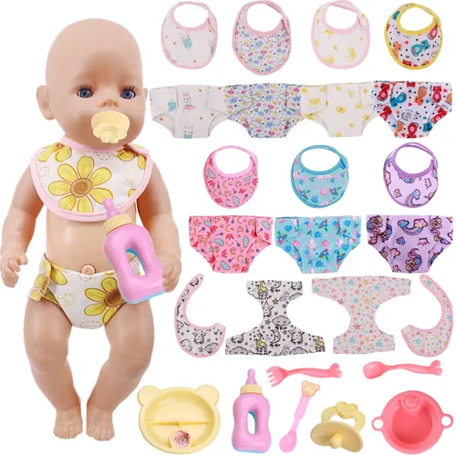 2 Teile/los Windeln + Lätzchen Puppe Kleidung Zubehör Für 43Cm Baby Neue Geboren Und 18 Zoll