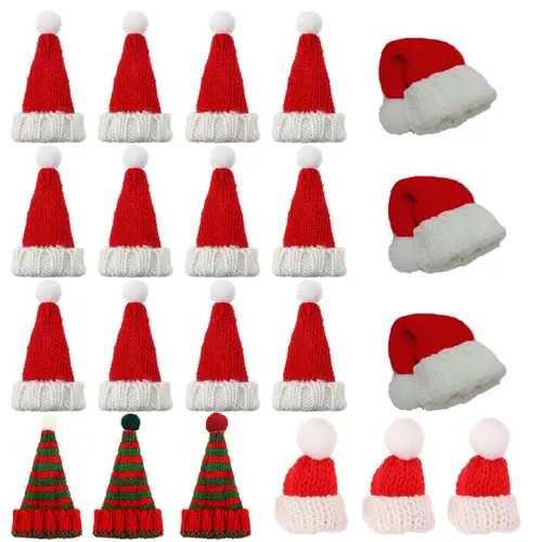 3-20 stücke Mini-Strick mützen Weihnachten Mini-Strick puppe Bastel hüte Woll mütze für Weihnachts