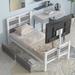 Twin Size Metal Platform Bed with Two Storage Drawers and Rotatable TV Stand