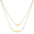 9ct Yellow Gold 2 Layer Star & Moon Necklace