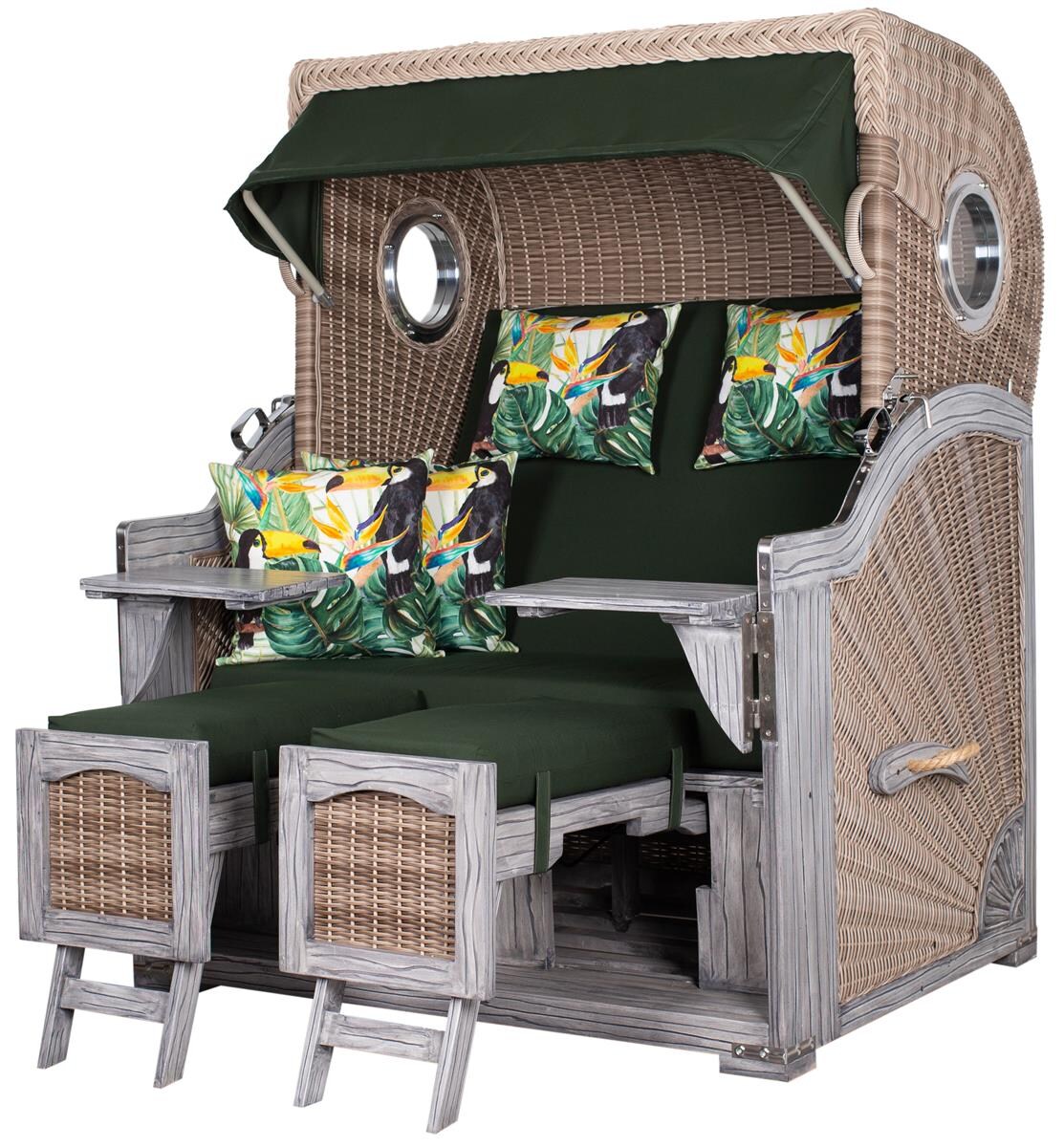 dekoVries GmbH Strandkorb deVries PURE® Seemöwe XL Vintage - PE white kubu - Dessin 244 - inkl. Schutzhülle Image