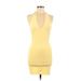 Shein Casual Dress - Bodycon Plunge Sleeveless: Yellow Print Dresses - Women's Size Medium