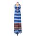 Casual Dress - Maxi: Blue Stripes Dresses - Women's Size Large