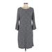 Tommy Hilfiger Casual Dress - Sheath Scoop Neck 3/4 sleeves: Gray Dresses - Women's Size 8