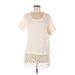 Saturday Sunday Casual Dress - Shift Scoop Neck Short sleeves: Tan Dresses - Women's Size Medium