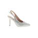 Lauren Lorraine Heels: Slingback Stilleto Cocktail Silver Print Shoes - Women's Size 5 1/2 - Pointed Toe