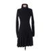 Calvin Klein Casual Dress - A-Line High Neck Long sleeves: Black Print Dresses - Women's Size P