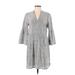 Cooper & Ella Casual Dress - Mini V Neck 3/4 sleeves: Gray Print Dresses - Women's Size Small