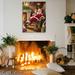 The Holiday Aisle® Framed Canvas Wall Art Decor Chrismas Painting, Santa Claus Rest Nest Fireplace Decoration Painting For Chrismas Gift | Wayfair