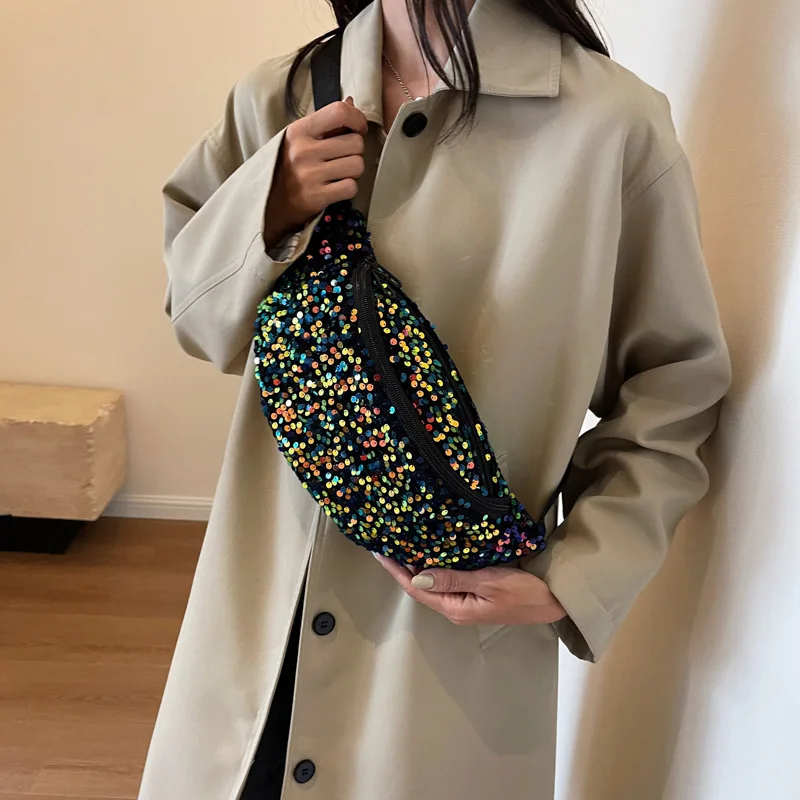 Femmes paillettes taille sac mode Fanny Pack décontracté épaule bandoulière poitrine sac femme Hip Hop ceinture sacs sacs sacs à main tendance taille Packs