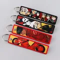 Porte-clés brodé moto pour femme porte-clés rouge porte-clés d'équipage porte-clés cool anime