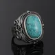 Bague naren argent regardé 925 pour femme et homme bague turquoise naturelle grand cadeau rétro