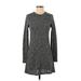 Topshop Casual Dress - Mini Crew Neck Long sleeves: Gray Marled Dresses - Women's Size 4