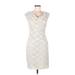 Connected Apparel Cocktail Dress - Sheath V Neck Sleeveless: Ivory Dresses - Women's Size 6