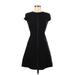 Tory Burch Casual Dress - A-Line Crew Neck Short sleeves: Black Solid Dresses - Women's Size X-Small