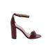 Sam Edelman Heels: Strappy Chunky Heel Chic Burgundy Print Shoes - Women's Size 8 1/2 - Open Toe