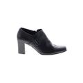 White Mt. Ankle Boots: Slip-on Chunky Heel Casual Black Print Shoes - Women's Size 7 1/2 - Almond Toe