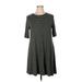 Old Navy Casual Dress - Shift Crew Neck 3/4 sleeves: Green Stripes Dresses - Women's Size X-Large