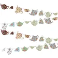 Tea Party Decoration Banner Paper tazze Pre-infilate teiera da giardino Vintage ragazza principesse