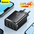 Caricatore USB Baseus 17W Caricatore a ricarica rapida 3 USB per iPhone Xiaomi Caricatore da muro portatile a più porte per telefono cellulare Adattatore UE