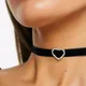 Schwarz Samt Herz Choker Halskette Für Frauen Sexy Punk Spitze Halsketten mit Kristall Herz Chockers