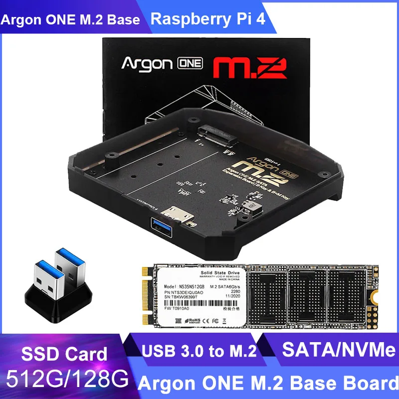 Raspberry Pi 4 Argon EINE M.2 Expansion Board USB 3,0 zu M.2 SATA M.2 SSD SSD Nvme M2 512G 128G Adapter Basis für Argon EINE V2 Image