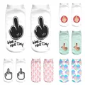 Fashion Cartoon Middle Finger Unisex Weiche Kurze Socken Lustige Socke 3D Druck Socken Low Cut Ankle