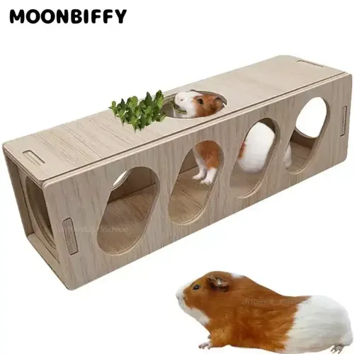 Holz Hamster Spielzeug Tunnel Flucht Spielzeug Hamster verstecken Haus Mehrzweck sicher mit Holz