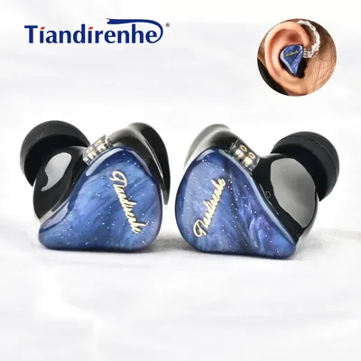 Neue Tiandirenhe TD19 Graphene einheit harz sternenhimmel blau HIFI Bass Kopfhörer 0,78mm In Ohr Image